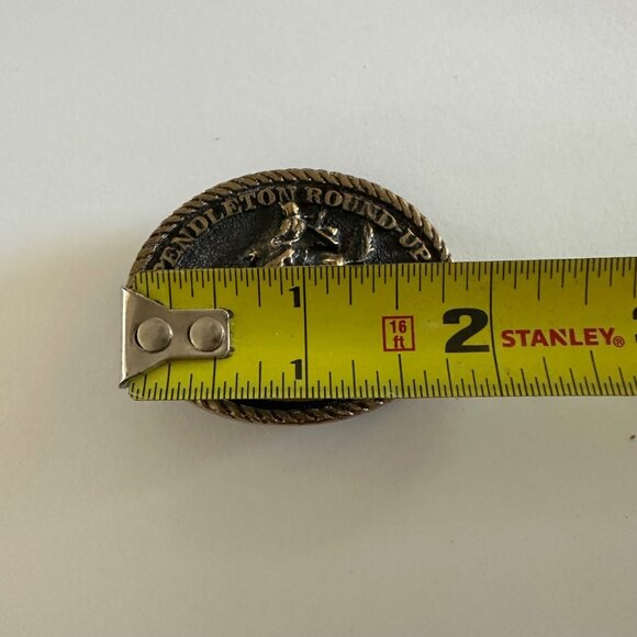 Vintage 70s Pendleton Round Up Let'er Buck Oregon Rodeo Belt Buckle Bronze - Picture 7 of 7